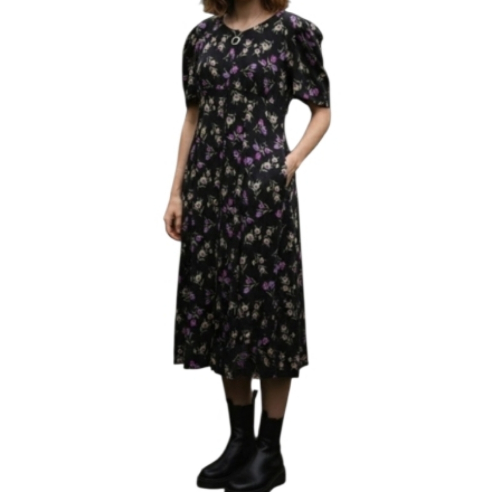 VTG Jamie Brooke Floral Button Front Midi Dress | 90s Grunge Cottagecore